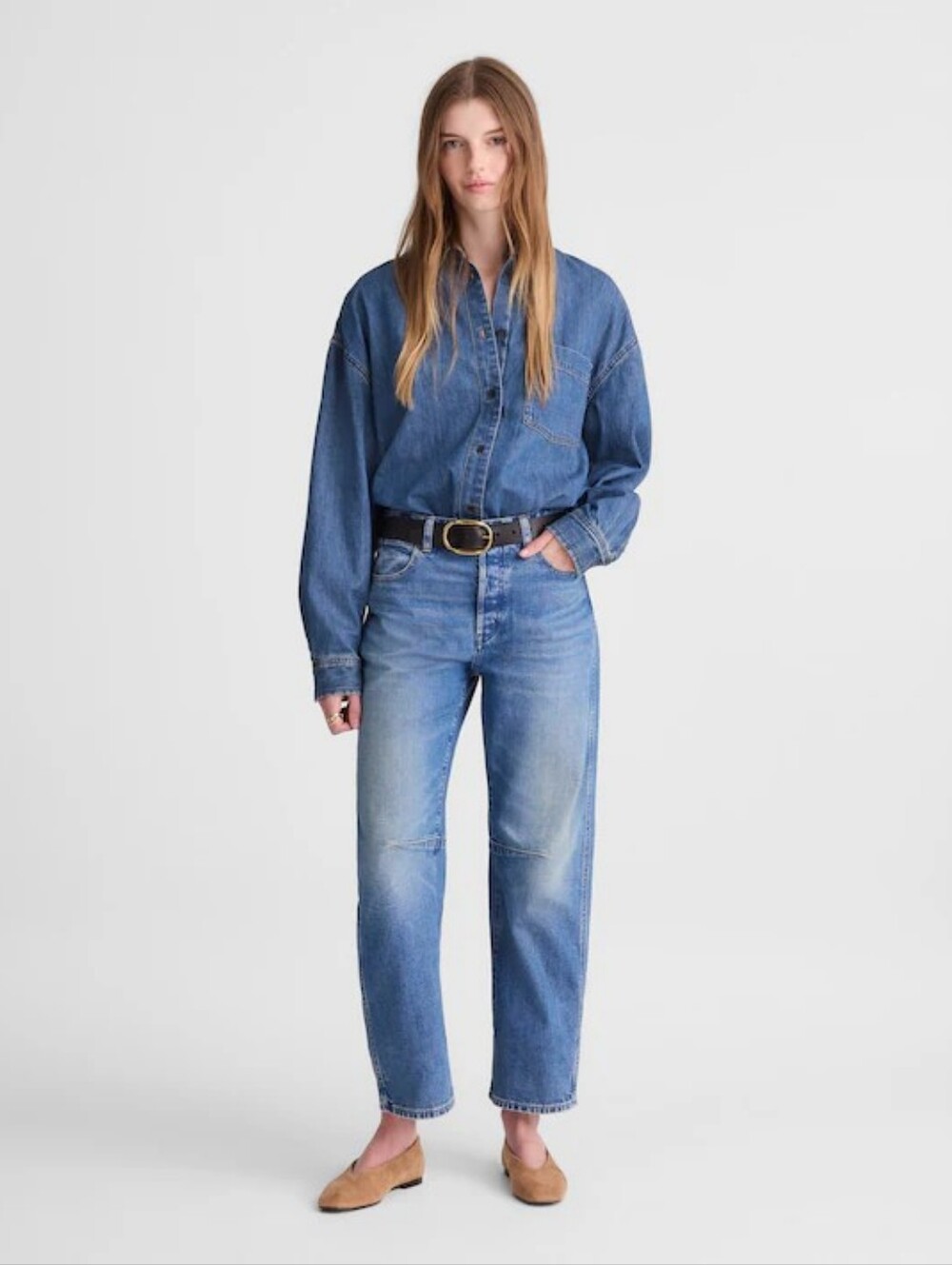 EUC Madewell The Darted Barrel Leg Jeans (Blue Or Black)